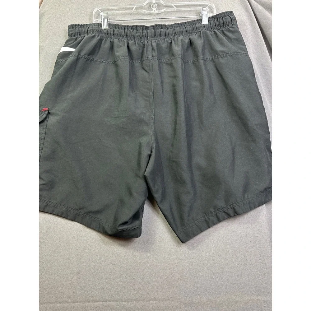 Speedo Men's Swim‎ Trunks Black Board Shorts Cargo Pocket White Piping XXL
